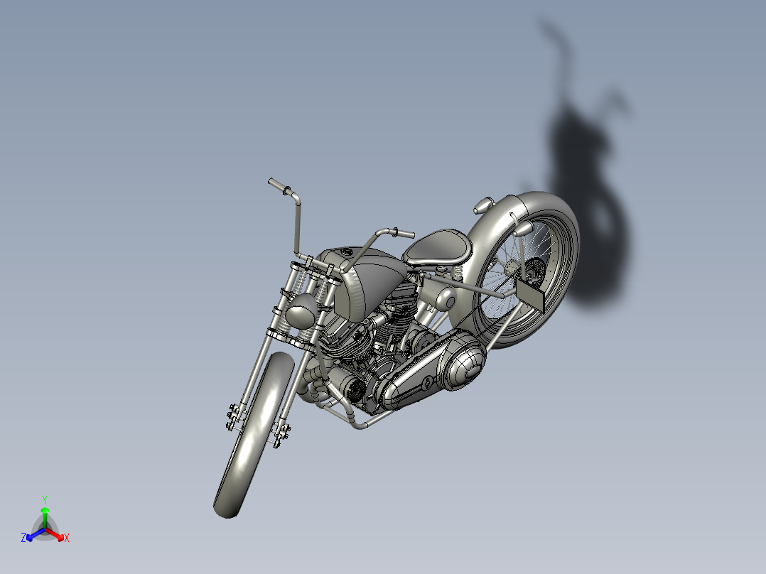 轻量化的Bobber风格巡航车正等轴测图