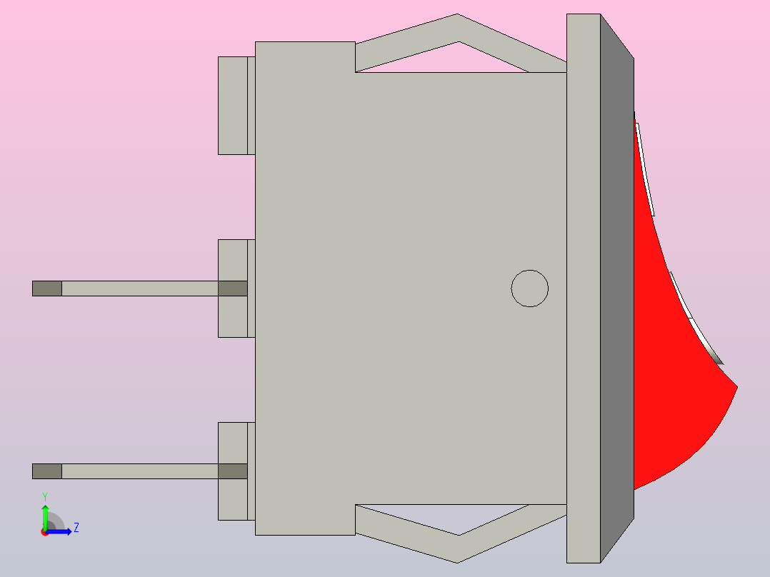 小外壳安装塑料翘板开关左视图