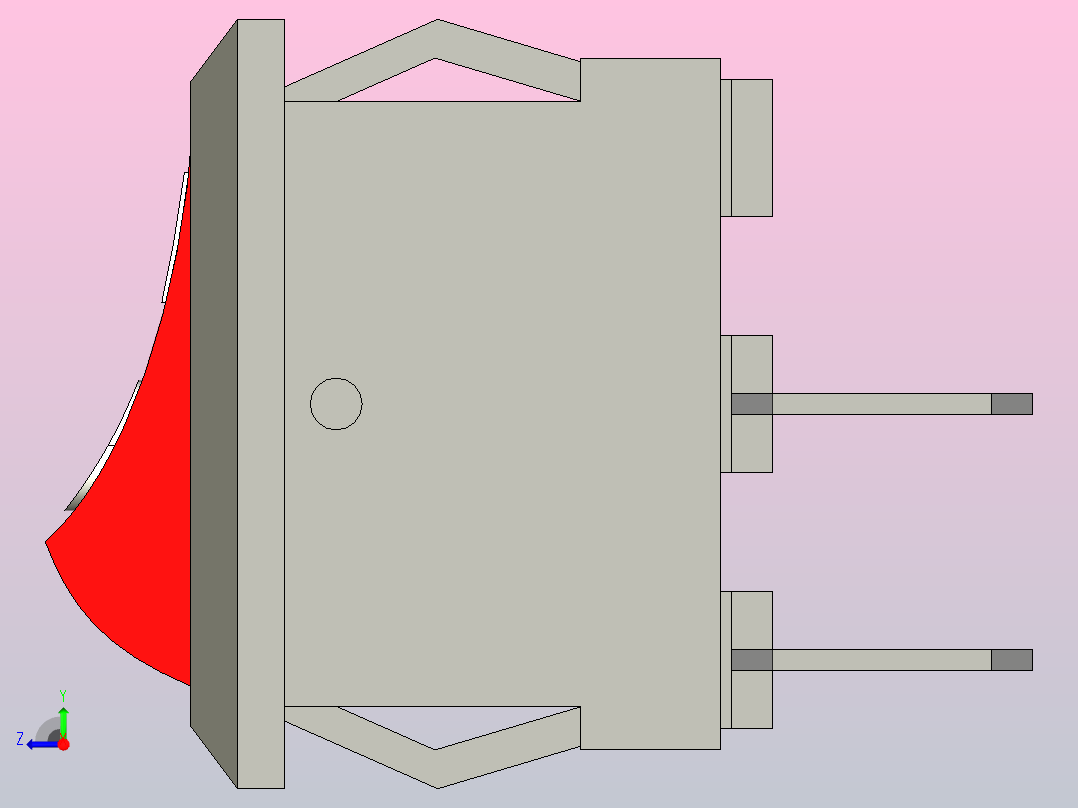 小外壳安装塑料翘板开关右视图
