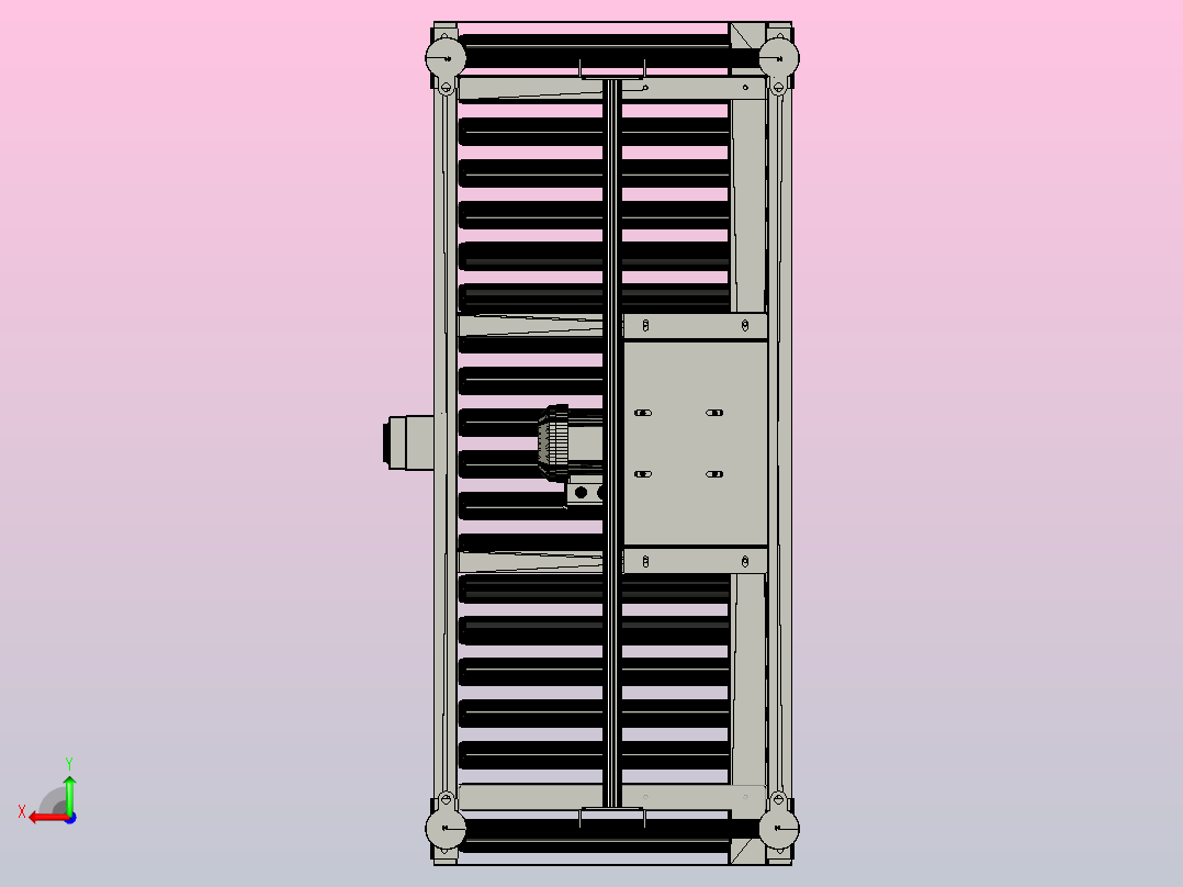 连锁驱动的辊传送带后视图