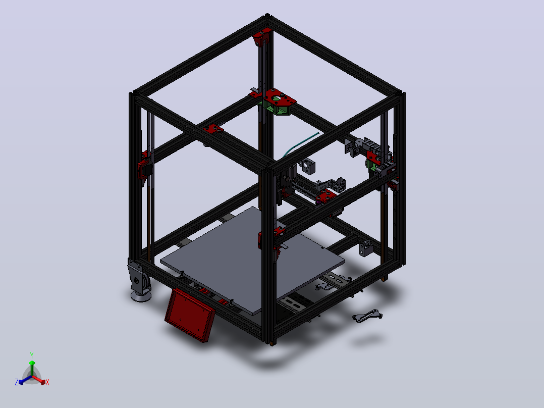 coreXY (300x300x300mm) 3D 打印机正等轴测图