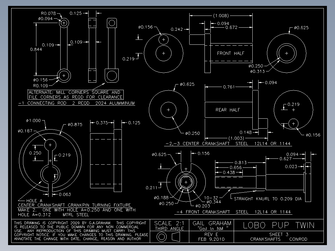 迷你双缸双冲程柴油发动机模型图纸（出售）