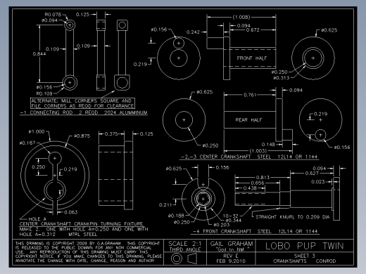 迷你双缸双冲程柴油发动机模型图纸（出售）