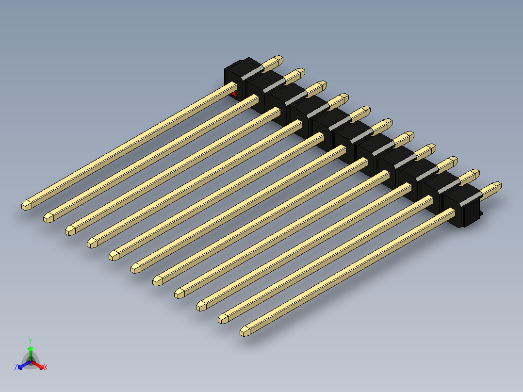 彩色公头100mil（2.54mm）系列-DS1021_black_1x11p_100mil_Type43_rev1.0主视图