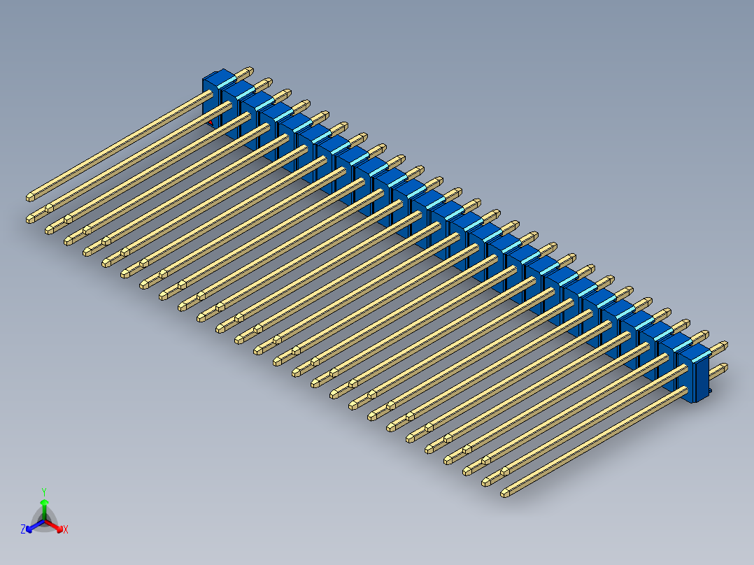彩色公头100mil（2.54mm）系列-DS1021_blue_2x26p_100mil_Type43_rev1.0主视图