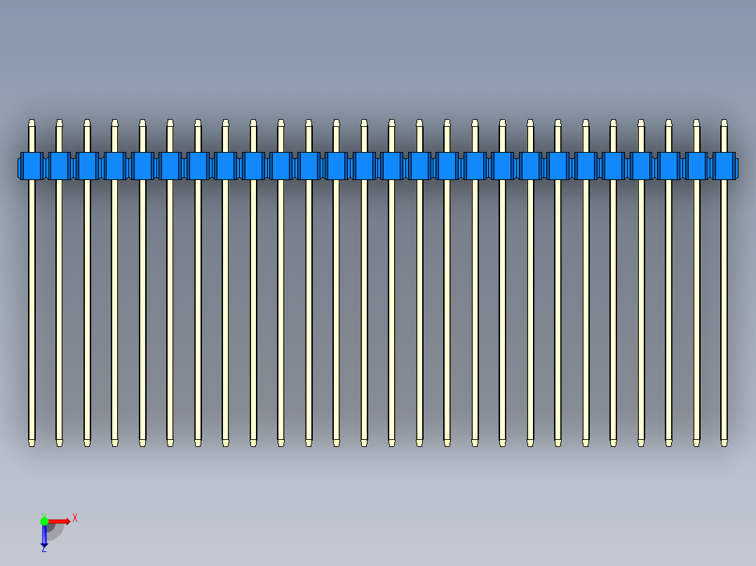 彩色公头100mil（2.54mm）系列-DS1021_blue_2x26p_100mil_Type43_rev1.0俯视图