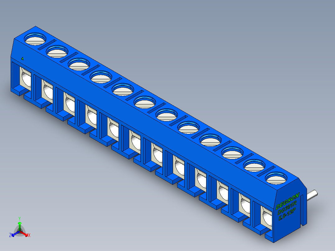 DEGSON DG301 系列 5.0mm 接线端子-DG301R-5.0-12P-12-00AH正等轴测图