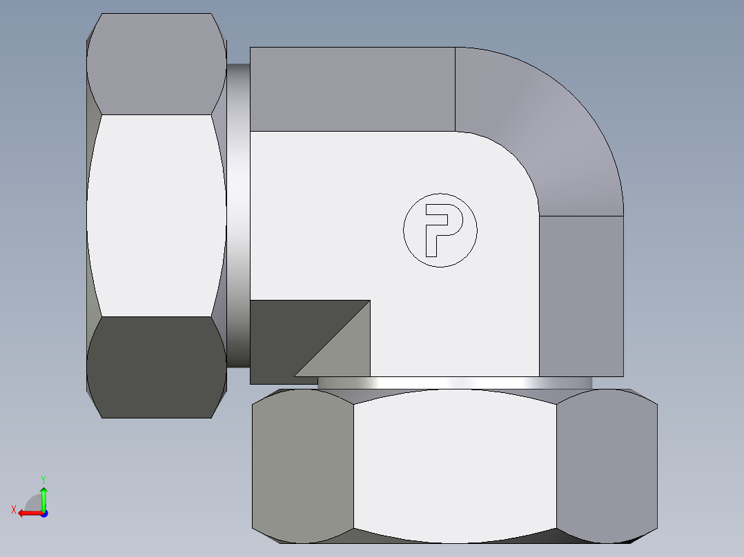 卡套式工业通用硬管接头EO_Swivel_nut_elbow_EW42L71后视图