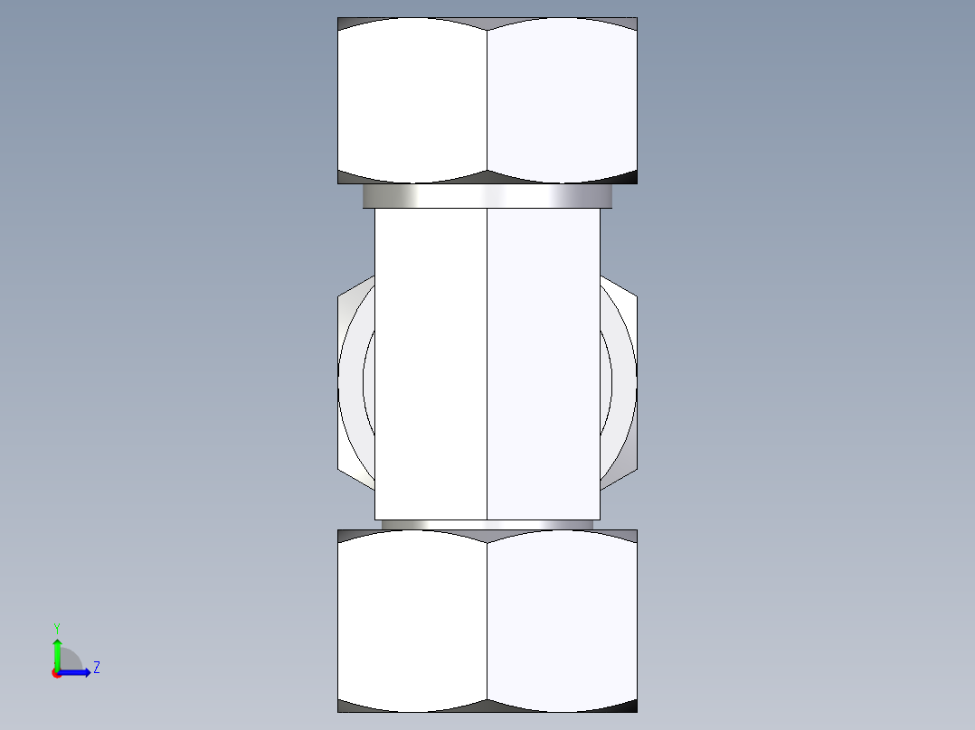 卡套式工业通用硬管接头EO_Swivel_nut_run_tee_EL22ZL71左视图