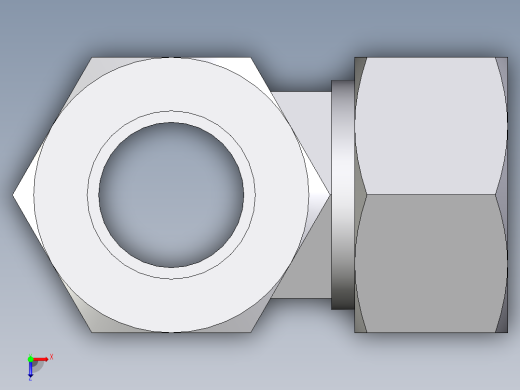 卡套式工业通用硬管接头EO_Swivel_nut_run_tee_EL22ZL71俯视缩略图