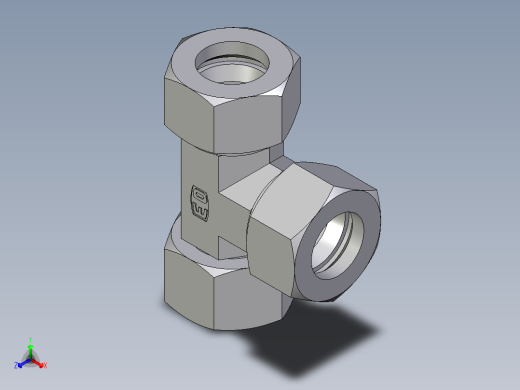 卡套式工业通用硬管接头EO_Swivel_nut_run_tee_EL22ZL71正等轴测缩略图