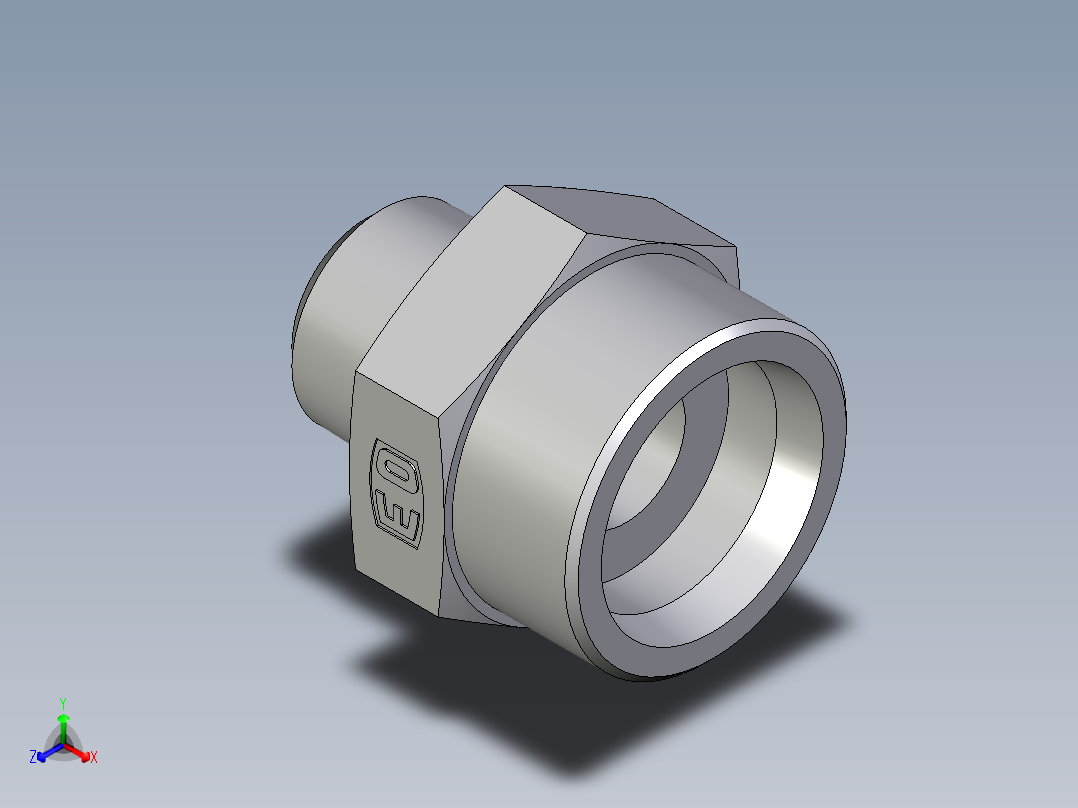 卡套式工业通用硬管接头EO_Male_Stud_connector_GE38S1NPTCFX正等轴测图