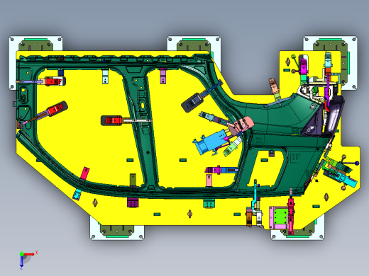汽车柔性车身侧围夹具单元俯视缩略图
