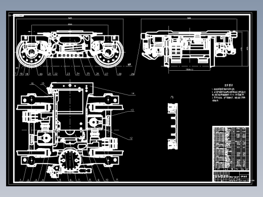 CRH380动车组动力转向架设计图 A0总装（10）