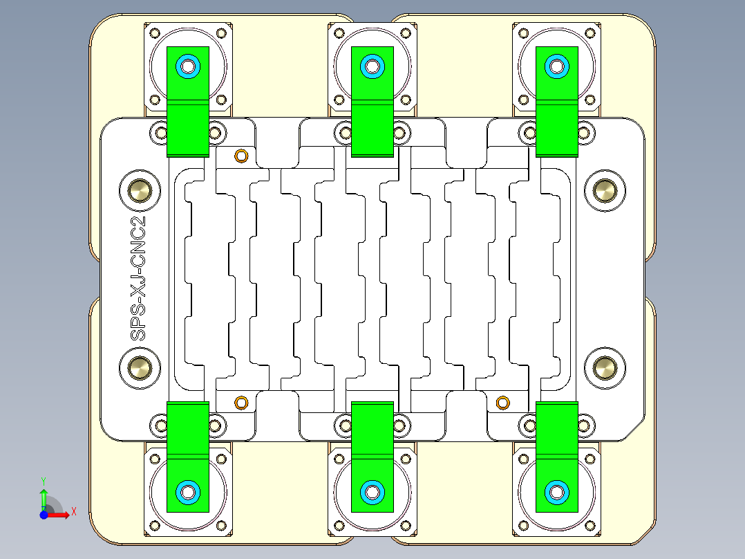 SPS-XJ笔记本CNC工装夹具三维模型-CNC2-0113前视图