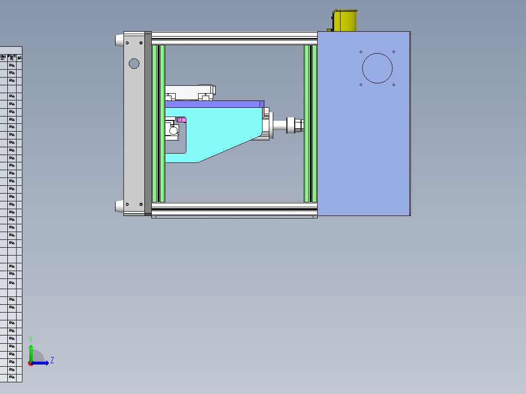 自动折弯压合机（sw16可编辑+工程图+bom）左视图