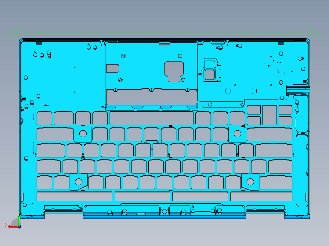 笔记本C壳侧壁高光发丝UG刀路程序模型后视图
