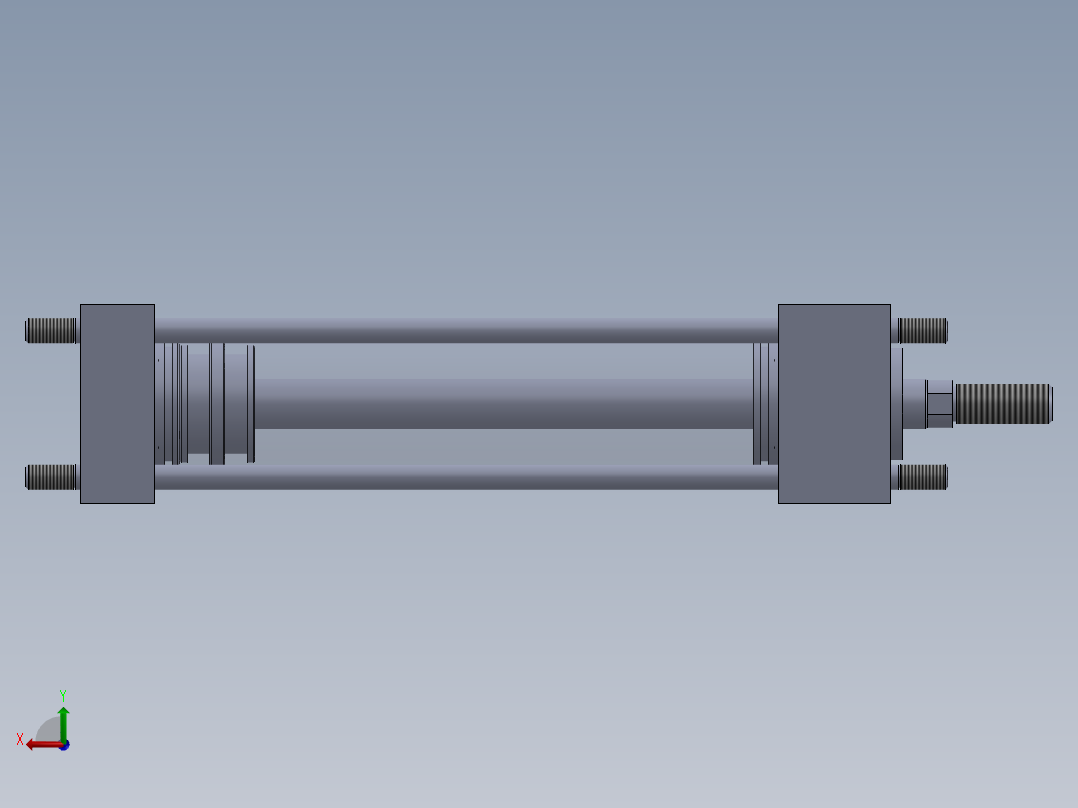 横拉杆液压缸50x20x200 mm后视图
