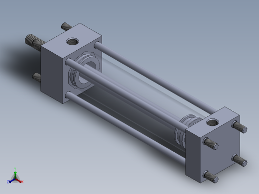 横拉杆液压缸50x20x200 mm正等轴测缩略图