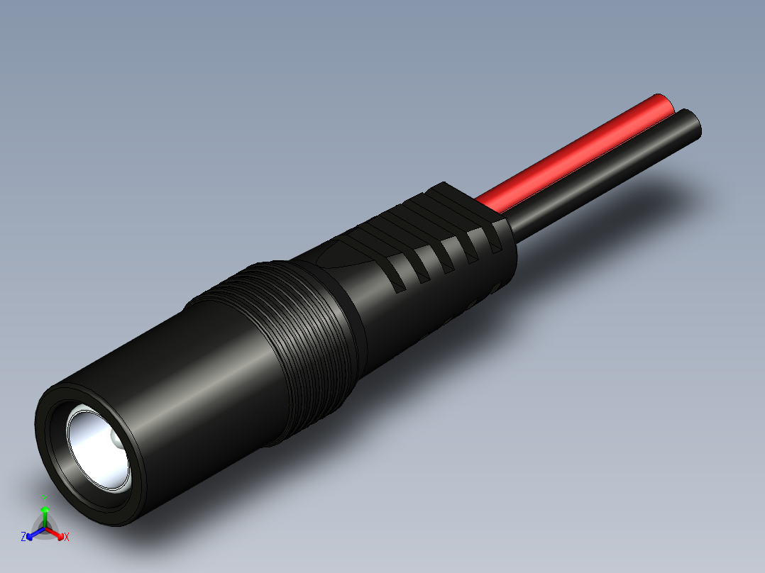 5.68mm 有线筒形插孔正等轴测图