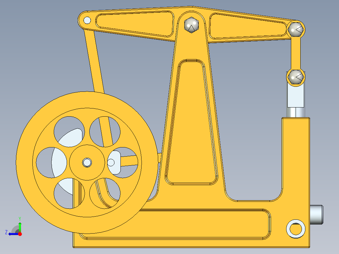 蒸汽机balanced-beam-steam-engine-1835-模型格式为 stp creo右视图