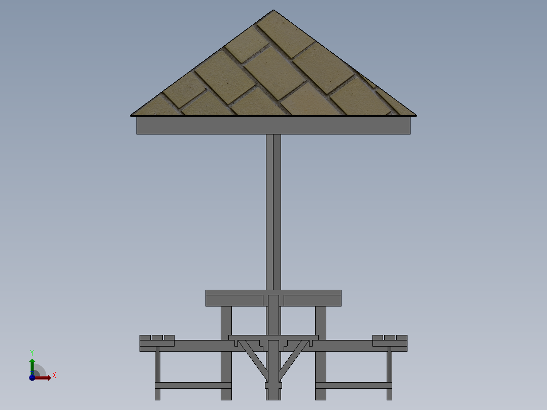 花园桌台设计模型前视图