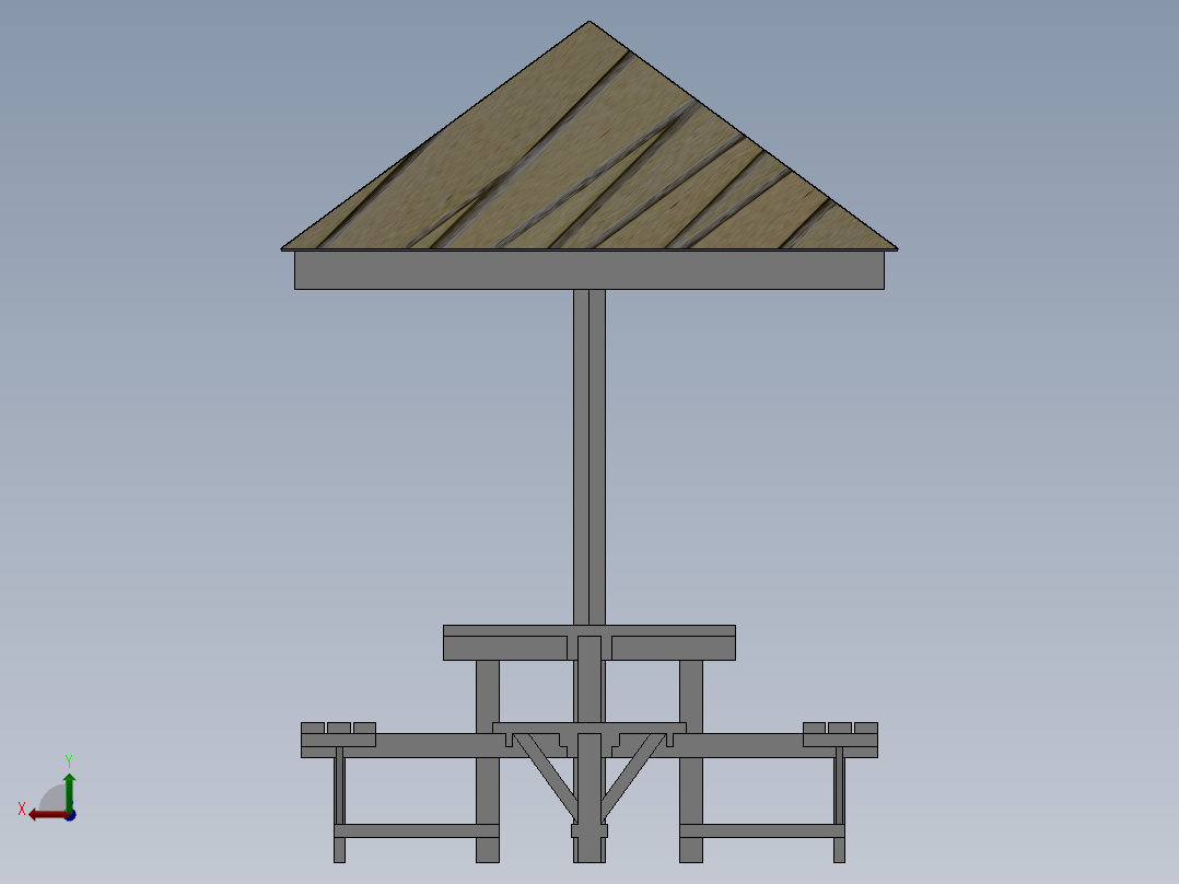 花园桌台设计模型后视图