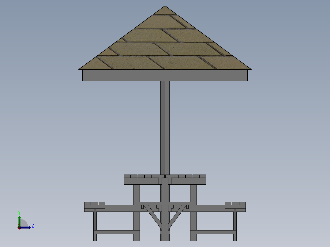 花园桌台设计模型左视图