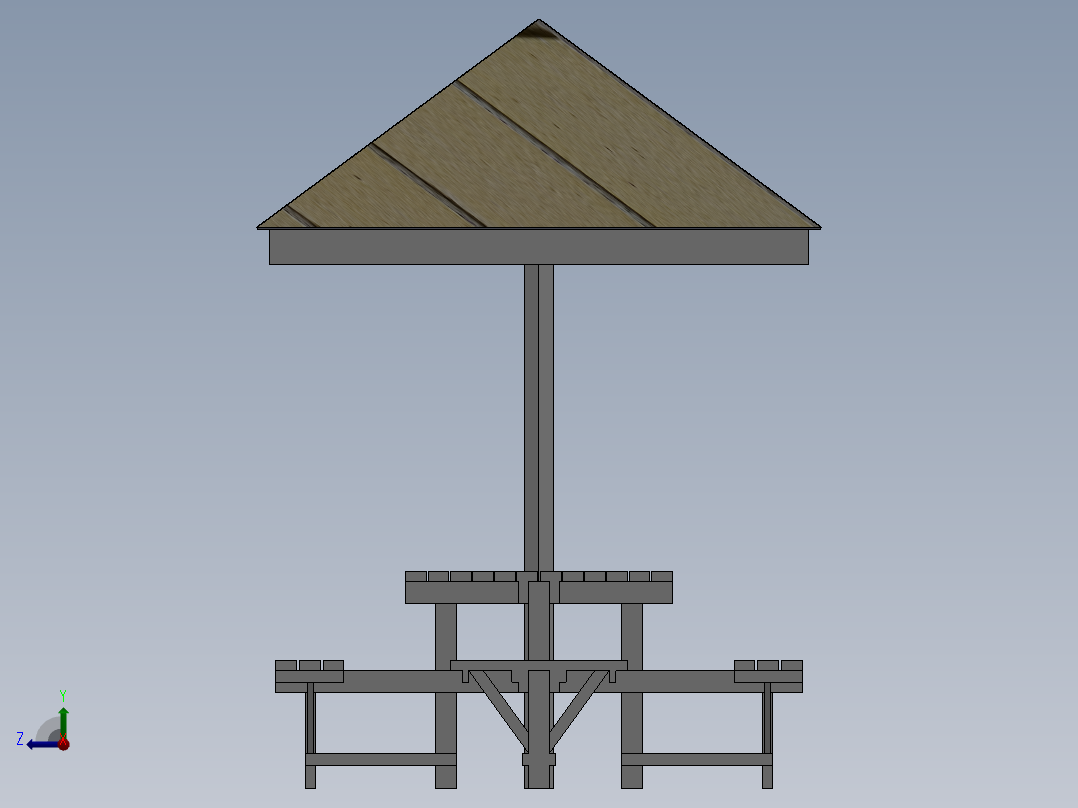 花园桌台设计模型右视图
