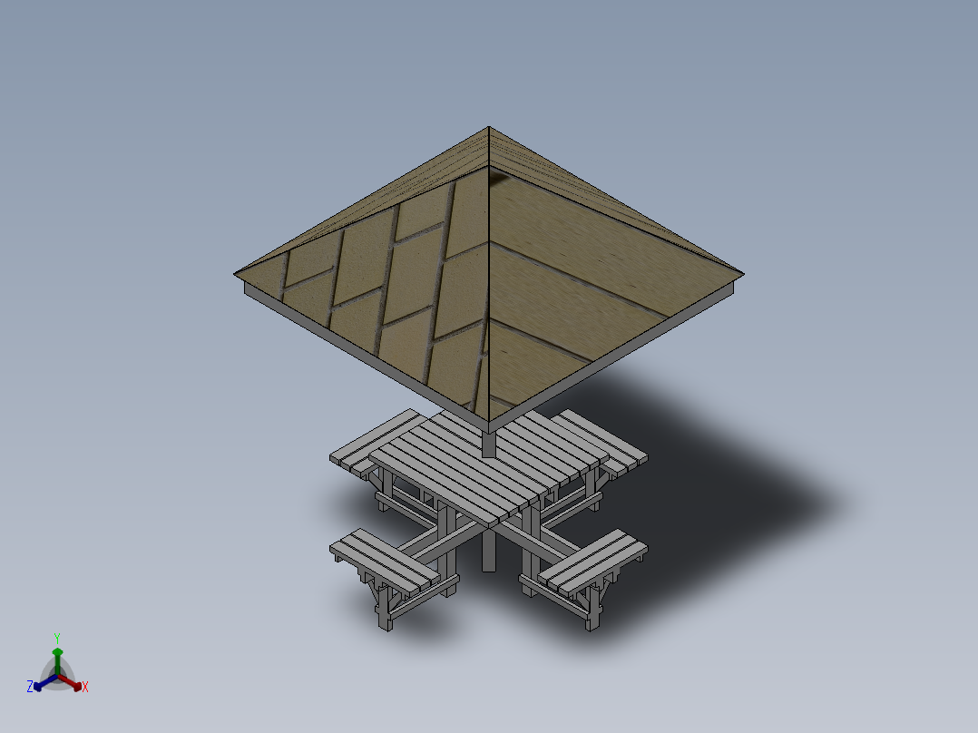 花园桌台设计模型正等轴测图