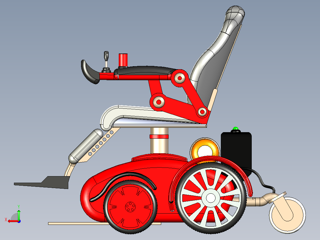 电动遥控轮椅后视图