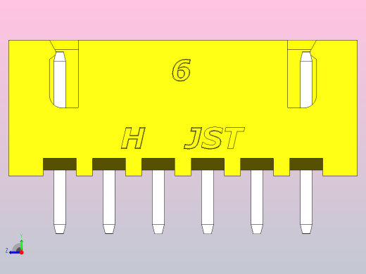 连接器黄色JST XH 6针2.54 mm右视缩略图
