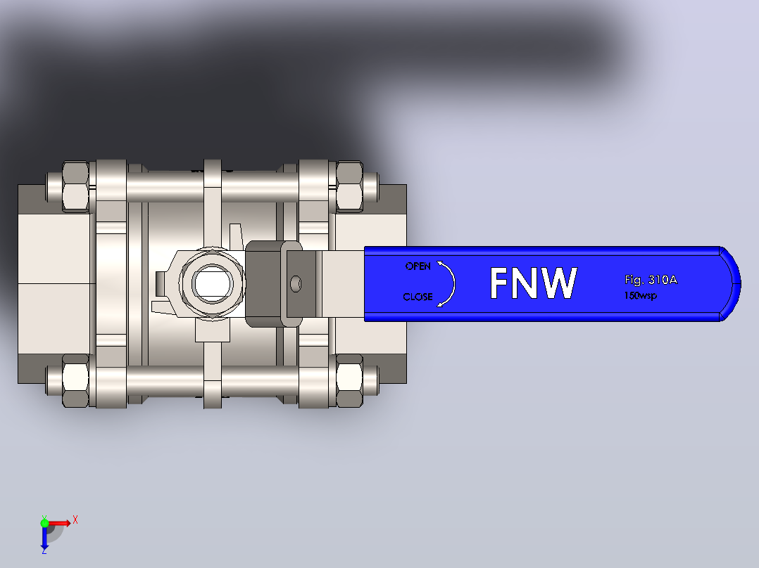 FNW-FNW310ASWL三片式内螺纹球阀俯视图