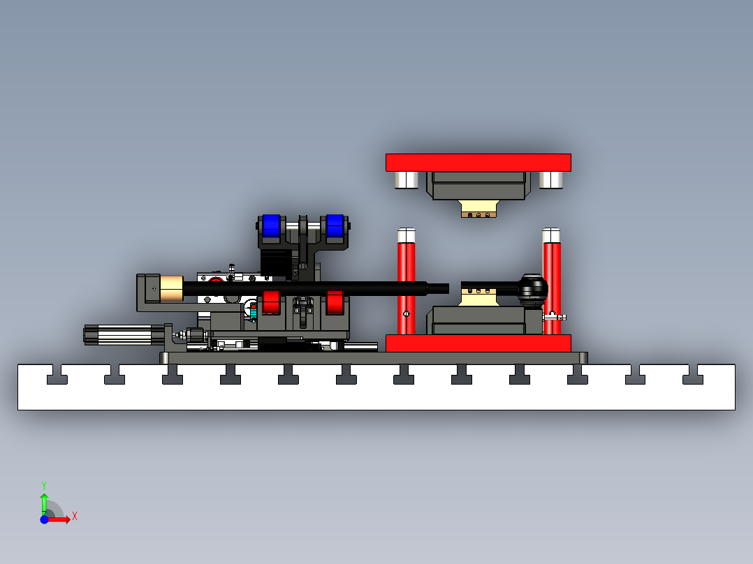 100吨压力机上的夹具前视图