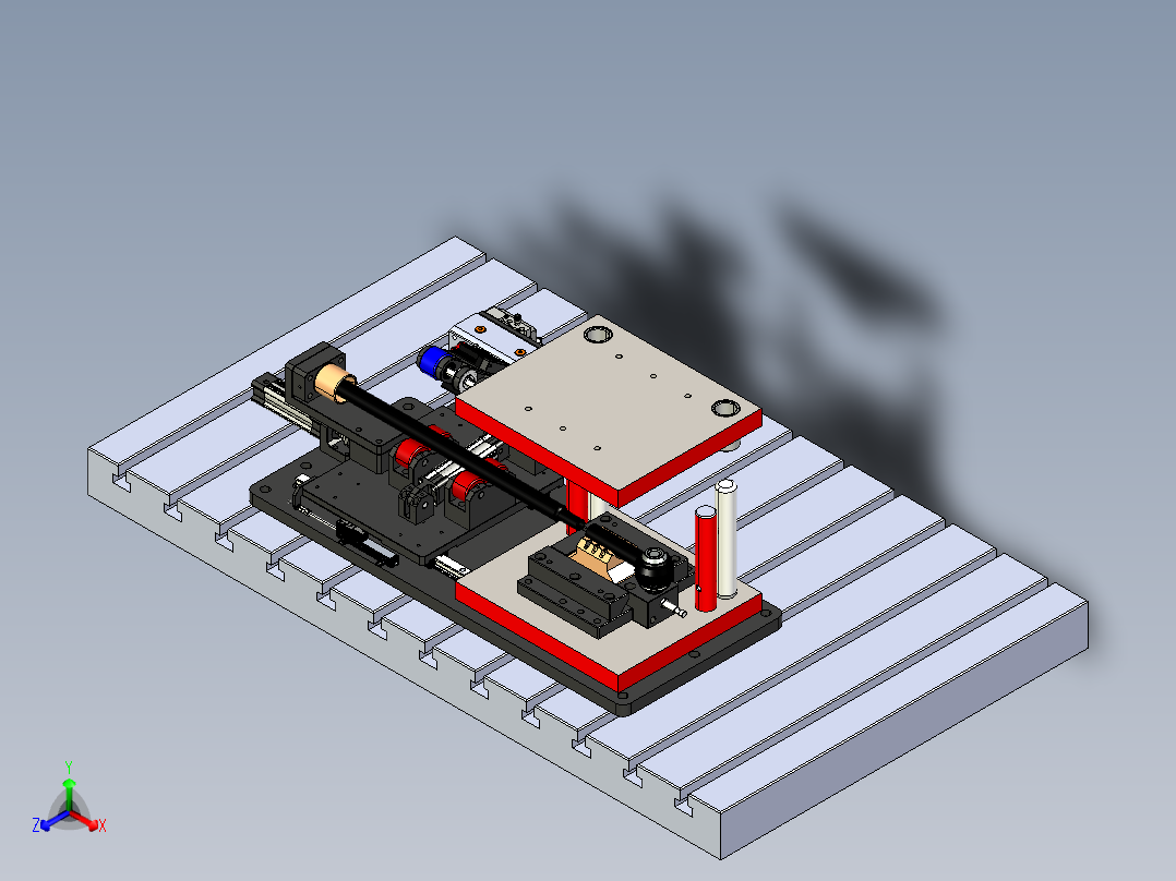 100吨压力机上的夹具正等轴测图
