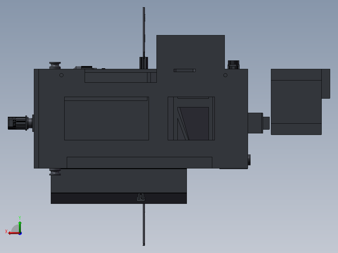 较直研磨机3D图纸 无心磨床3d设计图纸后视图