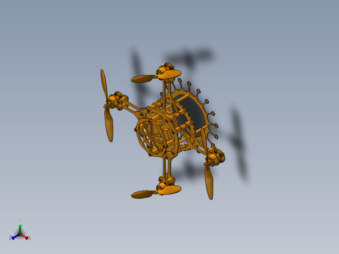 B04-SO18-01 四翼螺旋无人机正等轴测图