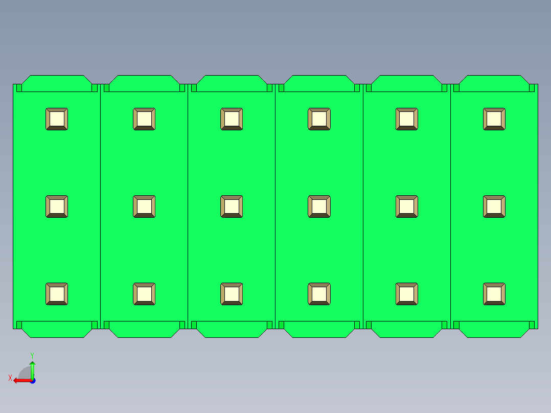彩色公头100mil（2.54mm）系列-DS1021_green_3x06p_100mil_Type5_rev1.0后视图