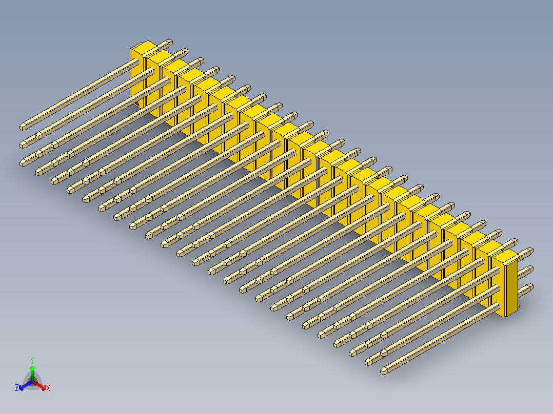 彩色公头100mil（2.54mm）系列-DS1021_yellow_3x24p_100mil_Type19_rev1.0主视图