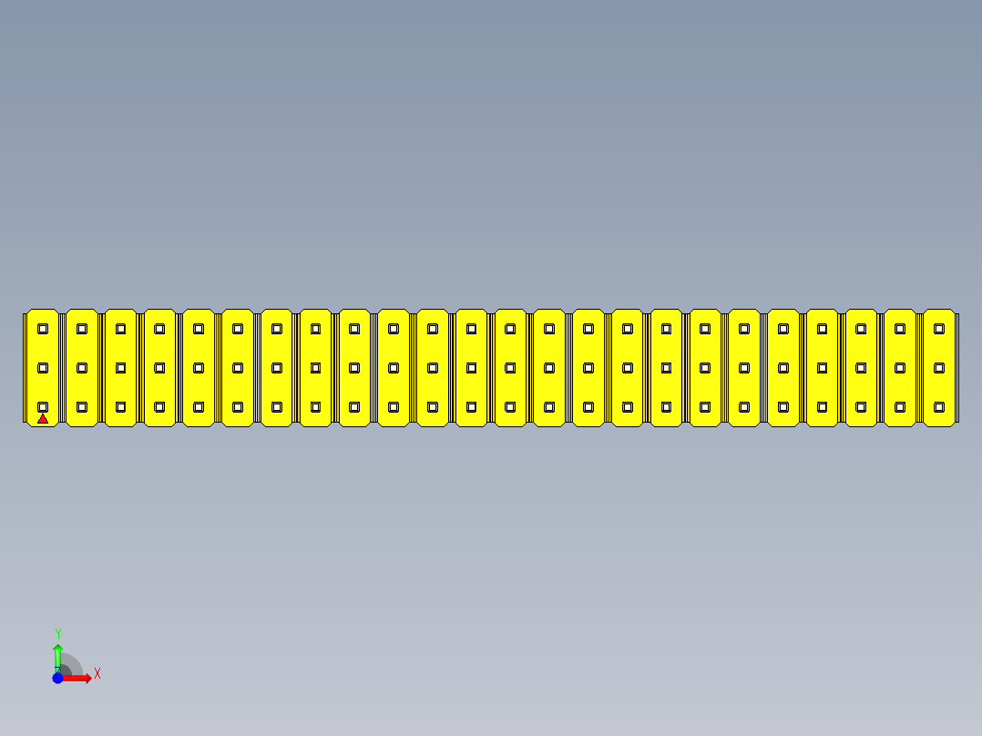 彩色公头100mil（2.54mm）系列-DS1021_yellow_3x24p_100mil_Type19_rev1.0前视图