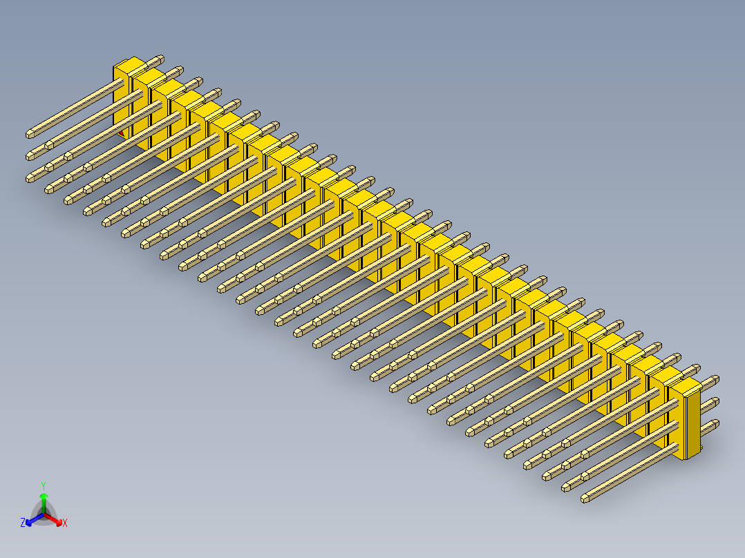 彩色公头100mil（2.54mm）系列-DS1021_yellow_3x30p_100mil_Type5_rev1.0主视图
