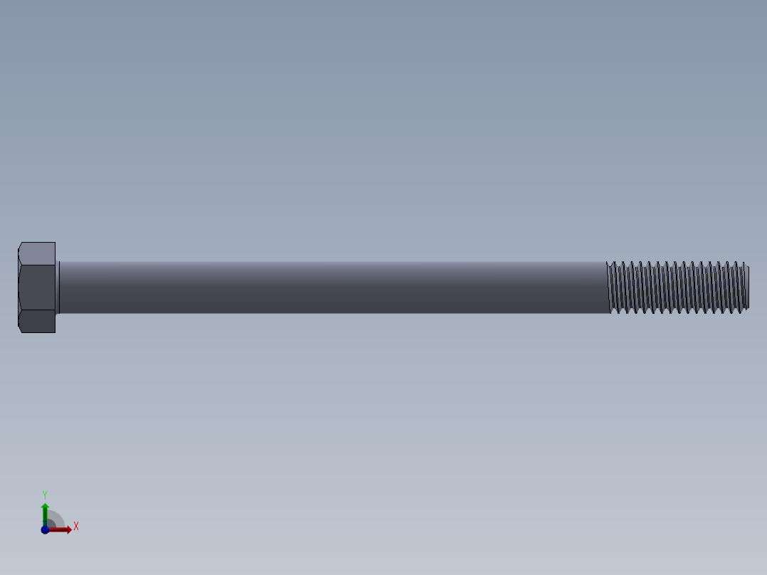 UNC 六角螺栓-Hex Bolt 0.375-16 x 5.SLDPRT前视图