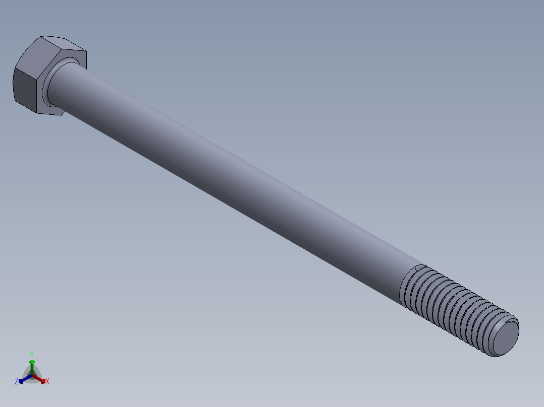 UNC 六角螺栓-Hex Bolt 0.375-16 x 5.SLDPRT正等轴测图