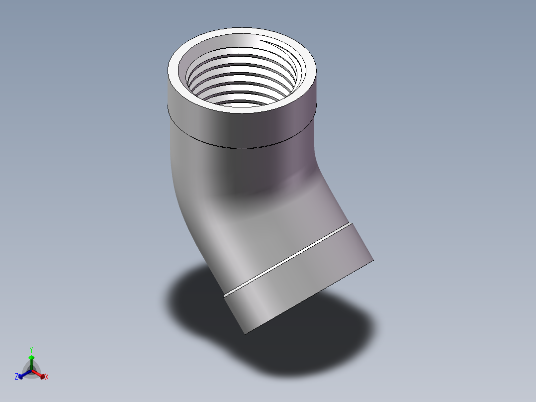 弯头-45°等径 DN10正等轴测图