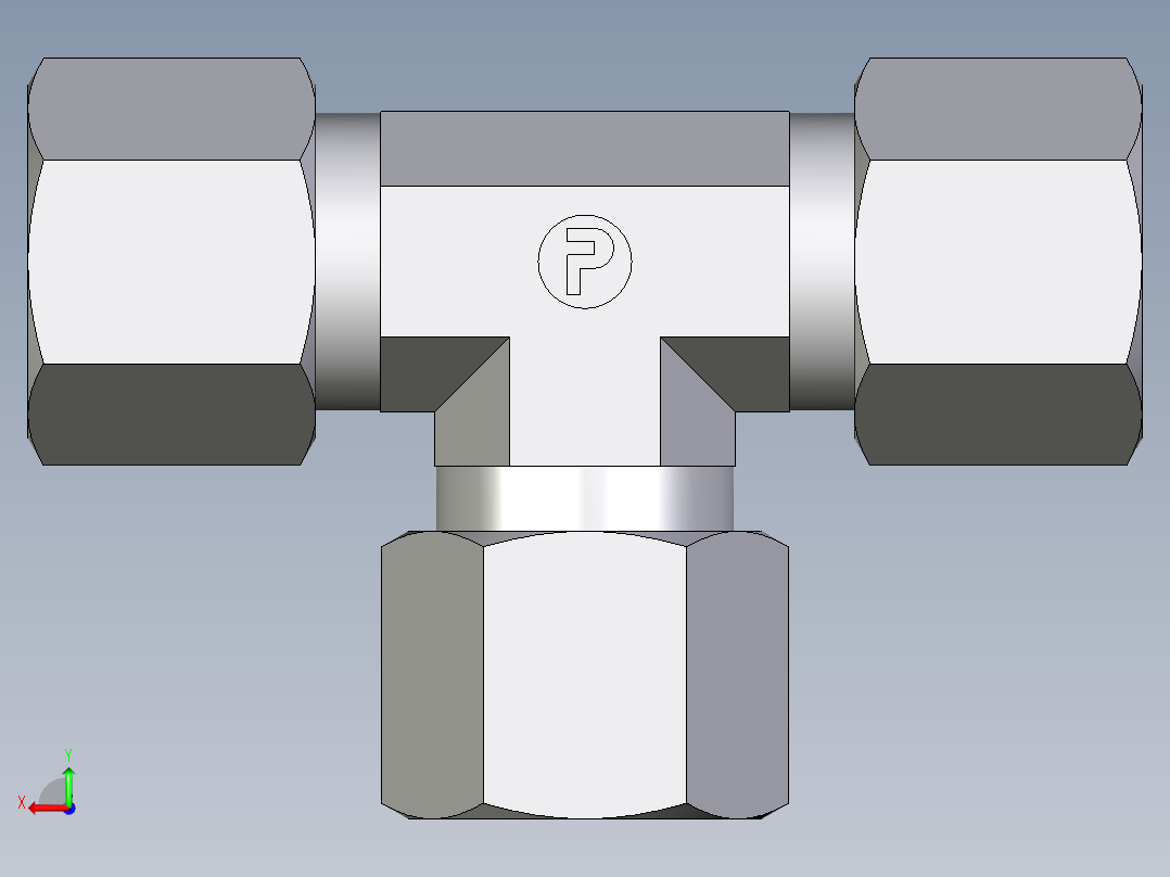 卡套式工业通用硬管接头EO_Union_tee_T10LCF后视图