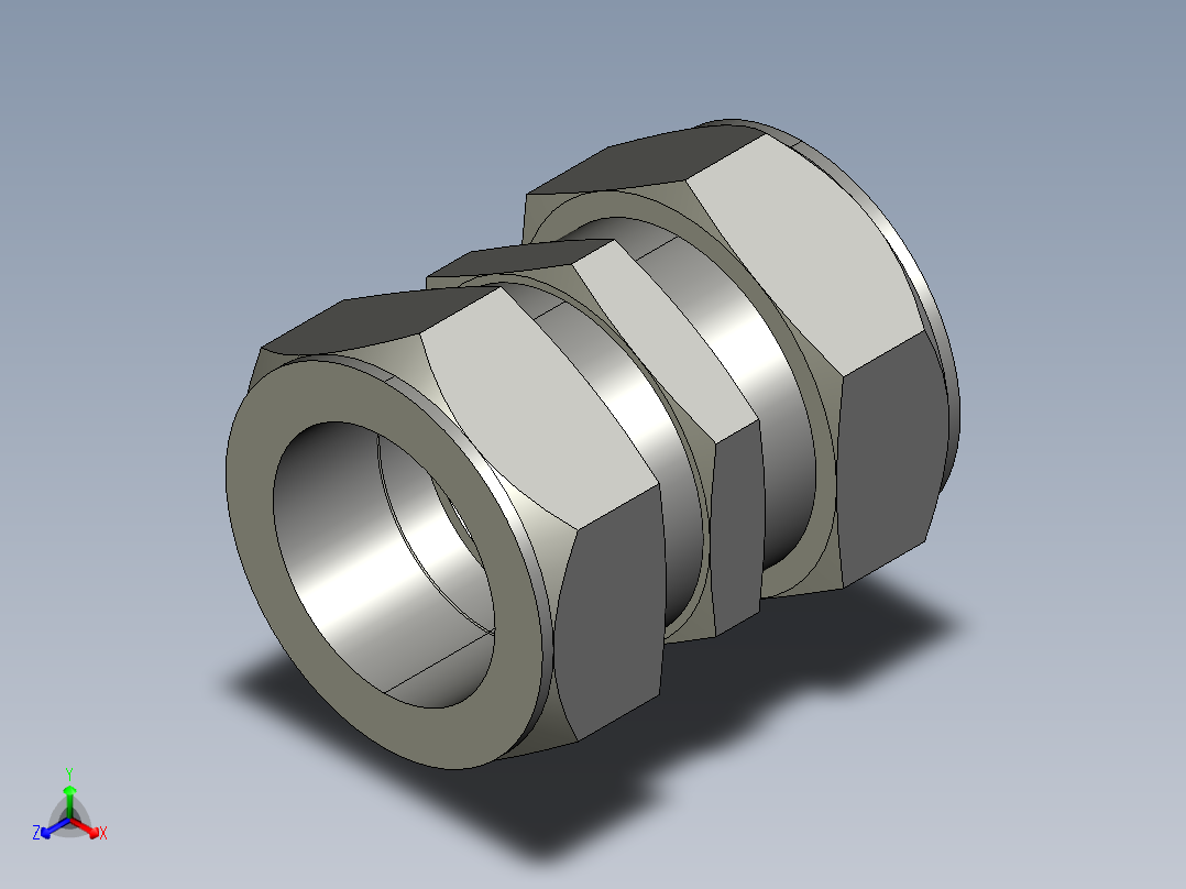 卡套式工业通用硬管接头32_hbu-s正等轴测图