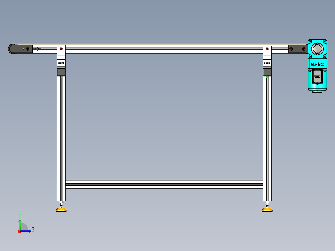 LE-XC4040-右直连驱动轻载皮带线-负载40kg左视图
