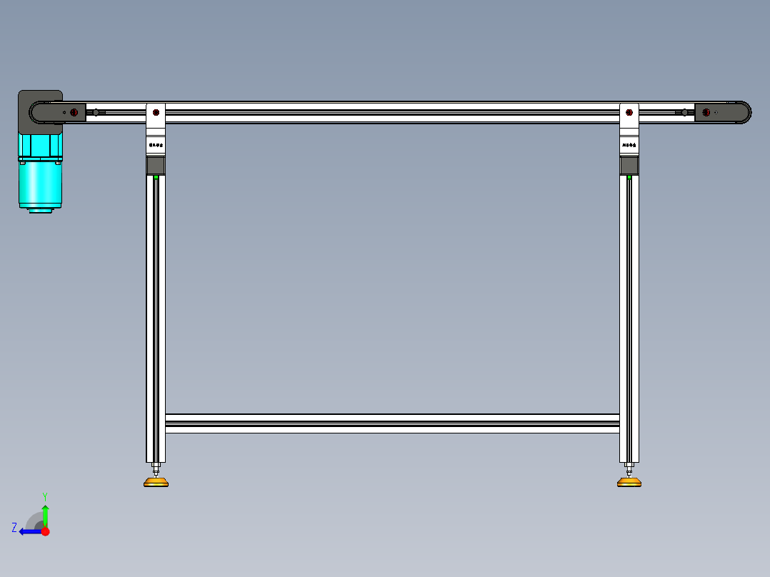 LE-XC4040-右直连驱动轻载皮带线-负载40kg右视图