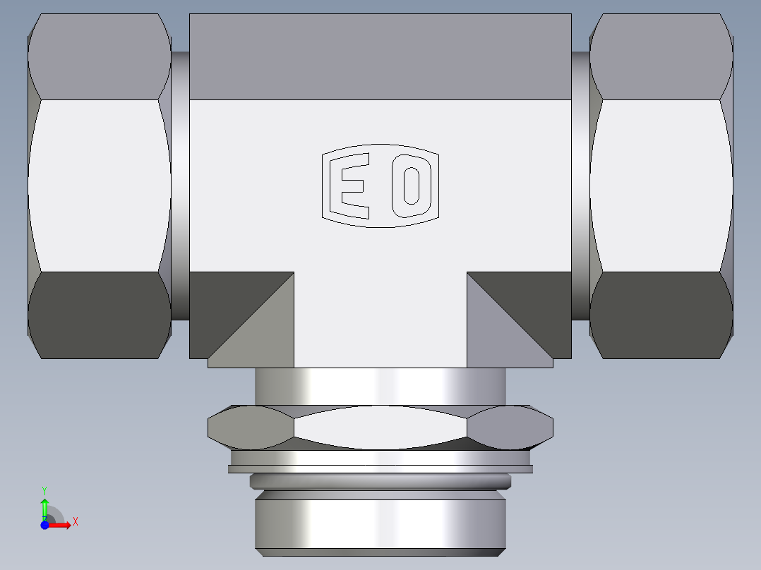 卡套式工业通用硬管接头EO_Adjustable_locknut_branch_tee_TEE35ZLMORCF前视图