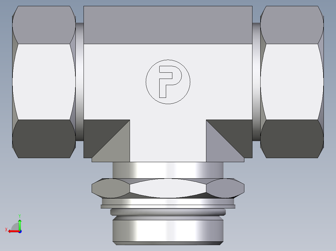 卡套式工业通用硬管接头EO_Adjustable_locknut_branch_tee_TEE35ZLMORCF后视图